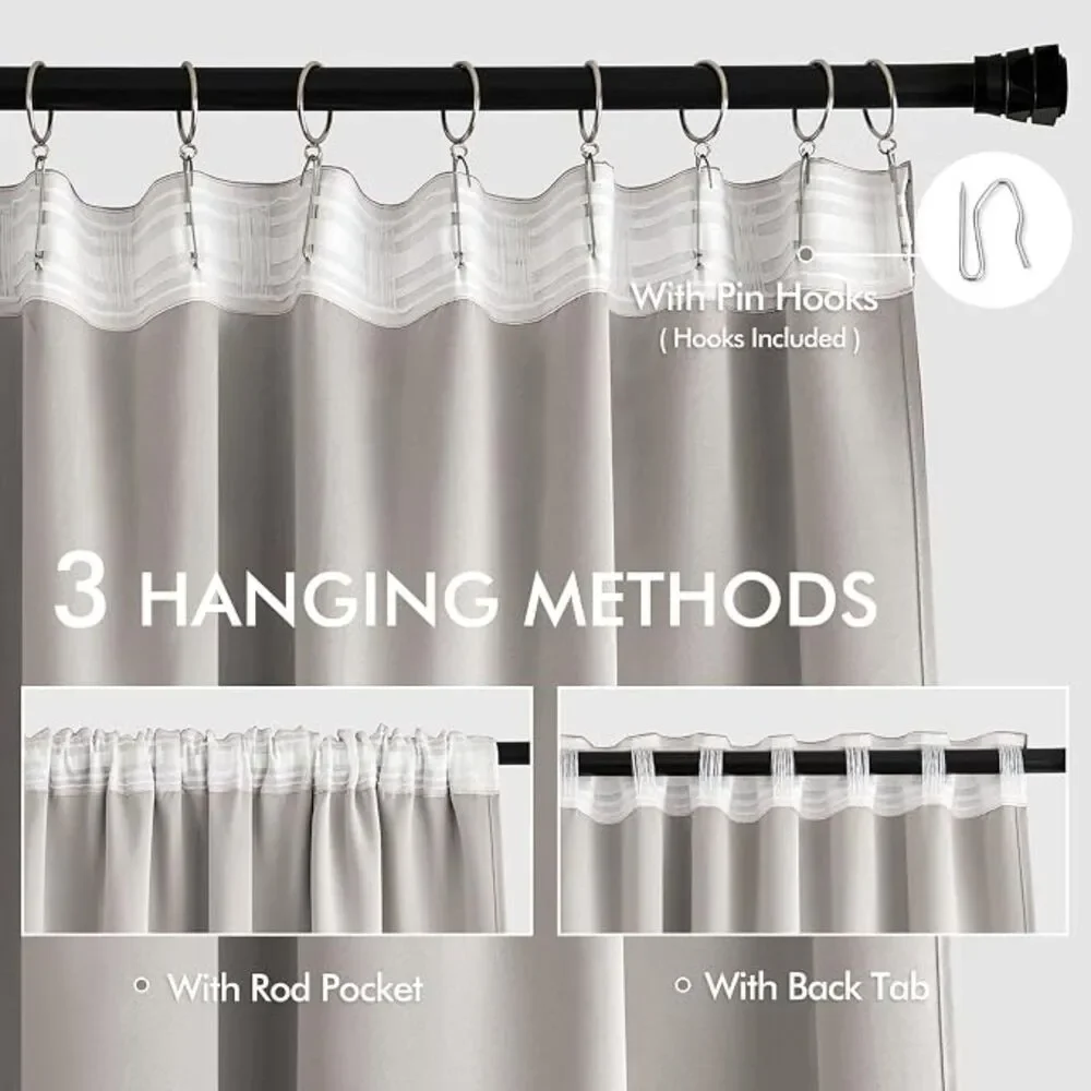 Brand New - Miulee Stone Extra-Long Blackout Curtains – Set of 2